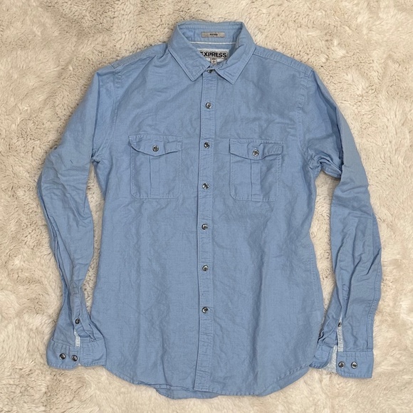 Express Men's Fitted Button Down Shirt Size Small - Picture 1 of 3